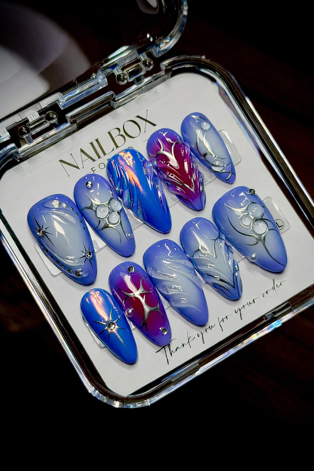 Cobalt Blue Chrome Holo | Custom Press-On Nails