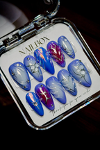 Cobalt Blue Chrome Holo | Custom Press-On Nails