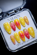 Sunny Citrus Jelly 3D Press-On Nails | Lemon Strawberry Orange Custom Press-On Nails