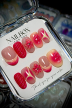 Pink Cherry Blossom Stripe | Custom Press-On Nails