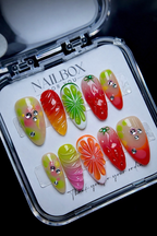 Tropical Crush Jelly Press-On Nails | Lime Strawberry Orange Crystal Custom Press-On Nails