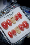 Red Jelly Floral Heart | Custom Press-On Nails