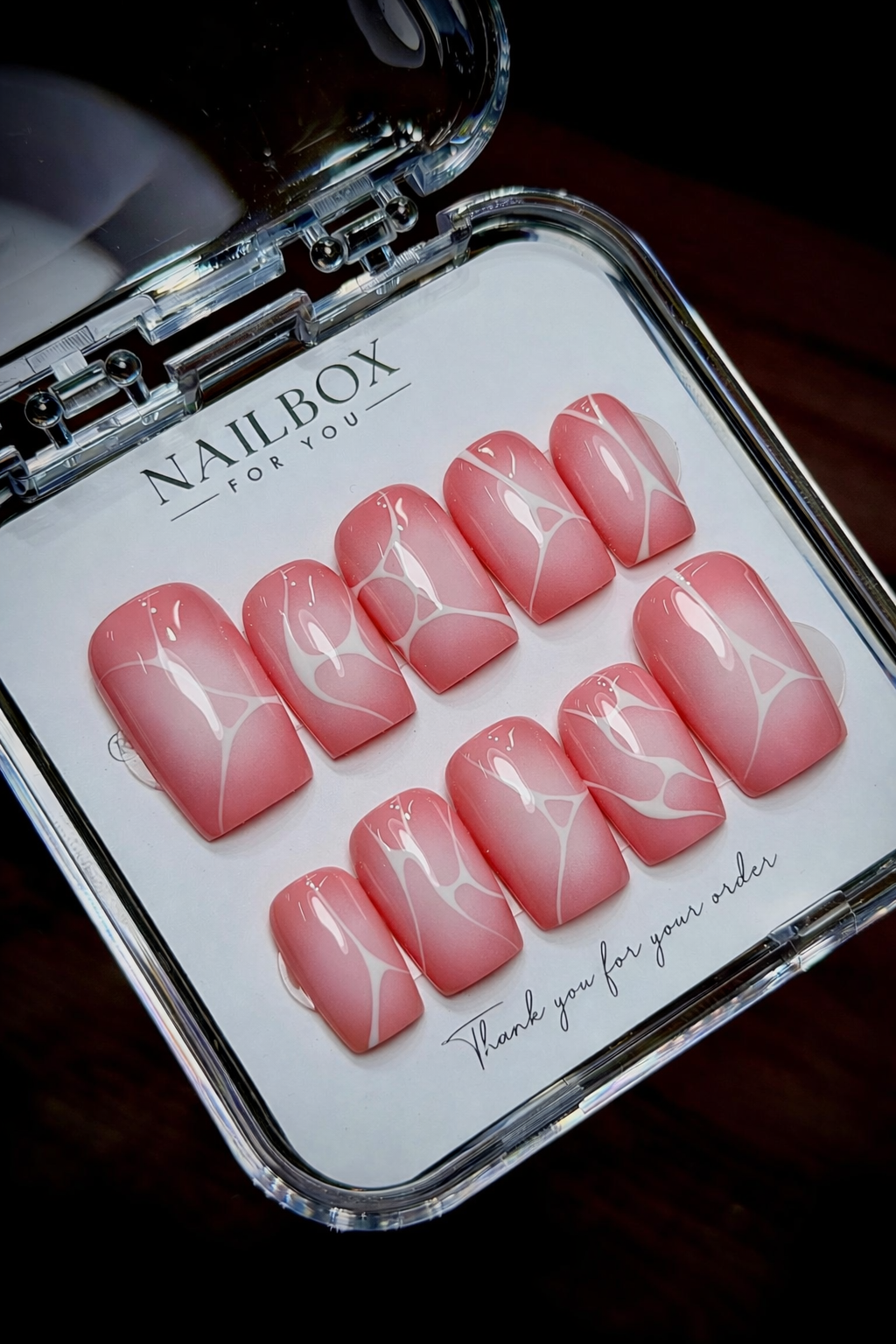 Pink Marble Web Crackle | Custom Press-On Nails