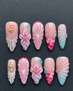 Mermaid Shell 3D Tropical Flower Jelly Bubble Press-On Nails | Custom Press-On Nails | LuxepressCo