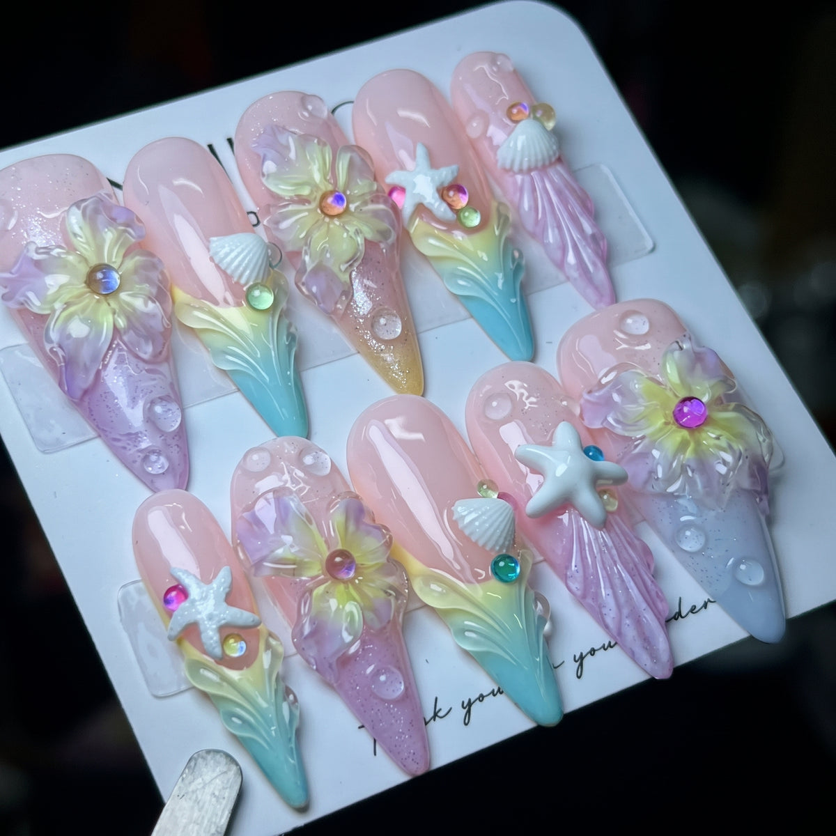 Custom Press-On Nails – Pink Marble Web Crackle | LuxepressCo
