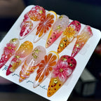 Custom Press-On Nails Pink Marble Web Crackle | LuxepressCo