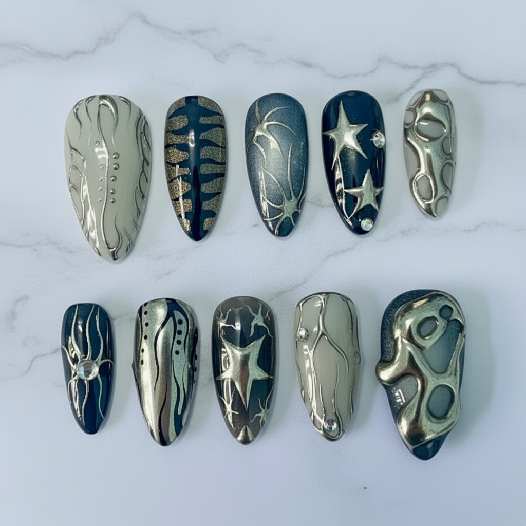 Flat lay – 10 móng xếp đều từ trên