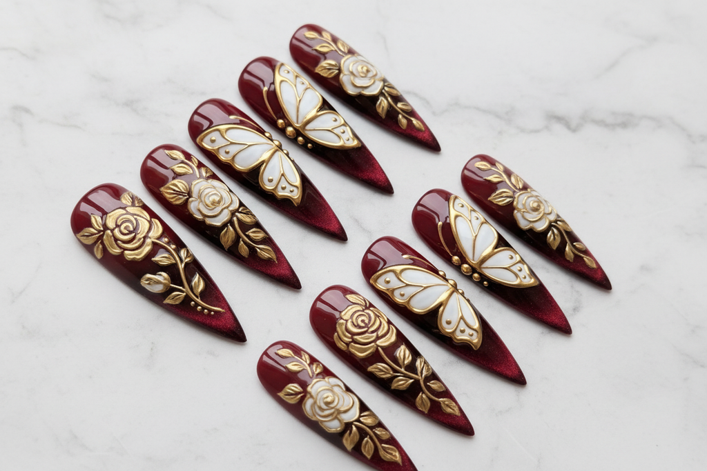 Hero full set 10 nails marble