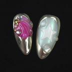 Macro close-up chrome mirror 3D fabric drape and gold star salon-quality press-on nails — LuxepressCo