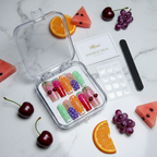 Luxury unboxing acrylic nail box colorful mixed fruit press-on nails with cherry orange grape watermelon props — LuxepressCo