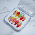 Full set 10 tropical jelly lime strawberry orange crystal rhinestone custom press-on nails on marble — LuxepressCo