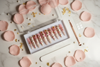 Luxury bridal unboxing acrylic box pink gold floral angel wing press-on nails with accessories — LuxepressCo