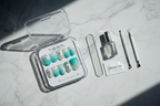 Luxury unboxing acrylic box teal floral press-on nails with accessories custom press-on nails — LuxepressCo