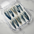 Ink poetry Chinese calligraphy jelly stiletto custom press-on nails indigo blue ink wash — LuxepressCo