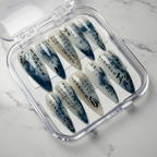 Ink poetry Chinese calligraphy jelly stiletto custom press-on nails indigo blue ink wash — LuxepressCo