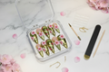 Luxury unboxing acrylic box gold armor blossom green glitter custom press-on nails packaging — LuxepressCo