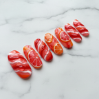 Full set 10 citrus grapefruit 3D gel custom press-on nails on marble — LuxepressCo