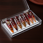 Burgundy wine red amber leopard 3D swirl cherry custom press-on nails full set — LuxepressCo