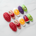 Full set 10 tropical 3D fruit kiwi pomegranate grape orange cherry custom press-on nails on marble — LuxepressCo