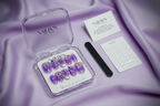LuxepressCo purple glazed donut custom press-on nails unboxing acrylic box with accessories