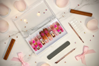 Luxury unboxing acrylic box kawaii Christmas reindeer pink brown snowflake aurora press-on nails with accessories — LuxepressCo