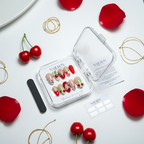 Luxury unboxing acrylic nail box Y2K pop art press-on nails with cherry and gold chain props — LuxepressCo