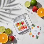 Luxury unboxing acrylic nail box tropical jelly press-on nails with lime strawberry orange crystal props — LuxepressCo