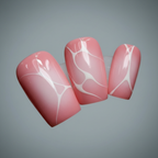 Macro close-up pink dusty rose gradient white crackle web vein salon-quality nails detail — LuxepressCo