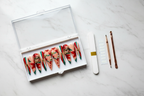 Luxury unboxing acrylic box Christmas press-on nails red green gold poinsettia with accessories — LuxepressCo