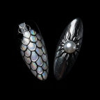 Macro close-up iridescent butterfly scale and 3D spider charm salon-quality press-on nails black silver — LuxepressCo
