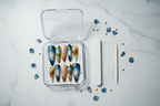 Luxury unboxing acrylic box teal blue peach ombre galaxy gold chrome custom press-on nails packaging — LuxepressCo