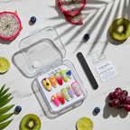 Luxury unboxing acrylic nail box exotic fruit paradise 3D press-on nails with dragon fruit purple grapes kiwi lime blueberry props — LuxepressCo