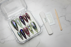 Luxury unboxing acrylic box gothic chrome stiletto custom press-on nails packaging — LuxepressCo