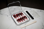 Luxury unboxing acrylic box crimson void jelly stiletto custom press-on nails packaging — LuxepressCo
