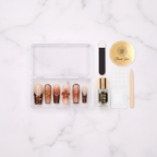 Acrylic packaging box open with reusable chocolate ombre coffin nails nail file Luxe Glue adhesive tabs — LuxepressCo