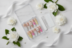 Luxury acrylic box unboxing nude aurora shimmer 3D plumeria gold starfish almond custom press-on nails with accessories — LuxepressCo