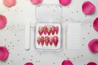 Luxury unboxing acrylic box hot pink gold bubble gem magenta glitter custom press-on nails packaging — LuxepressCo