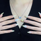 Sandy Shore Coastal Press-On Nails | Almond Stiletto | 3D Plumeria Shell Starfish | LuxepressCo