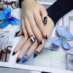 Dark Baroque Sacred Press-On Nails | Almond Stiletto | Saturn Cross Portrait Angel | LuxepressCo