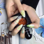 Enchanted Forest Mist Press-On Nails | Almond Stiletto | Sage Green Butterfly Dried Flower Botanical | LuxepressCo