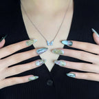 Jade Ink Art 3D Press-On Nails | Almond Stiletto | Bamboo Gold Rose | LuxepressCo