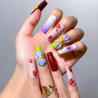 Tropical Hibiscus 3D Press-On Nails | Coffin Long | Maximalist Y2K Bold Summer | LuxepressCo