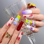 Tropical Hibiscus 3D Press-On Nails | Coffin Long | Maximalist Y2K Bold Summer | LuxepressCo