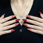 Red Heart & Lips 3D Press-On Nails | Stiletto Almond | Dark Romance Burgundy | LuxepressCo