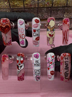 Valentine's Day Press-On Nails | XOXO Hearts Cartoon Glitter Long Coffin | Custom Press-On Nails