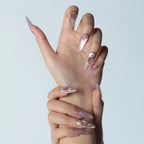 Amethyst Armour Press-On Nails | Stiletto Long | Cat Eye Mauve Gold Byzantine Frame | LuxepressCo