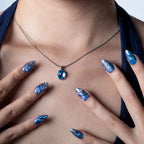 Deep Ocean 3D Sculptural Press-On Nails | Almond | Cat Eye Teal Chrome | LuxepressCo