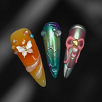 Maximalist chrome jelly chameleon custom press-on nails macro dark dramatic — LuxepressCo