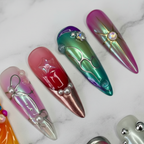Maximalist chrome jelly chameleon custom press-on nails macro marble texture gloss — LuxepressCo